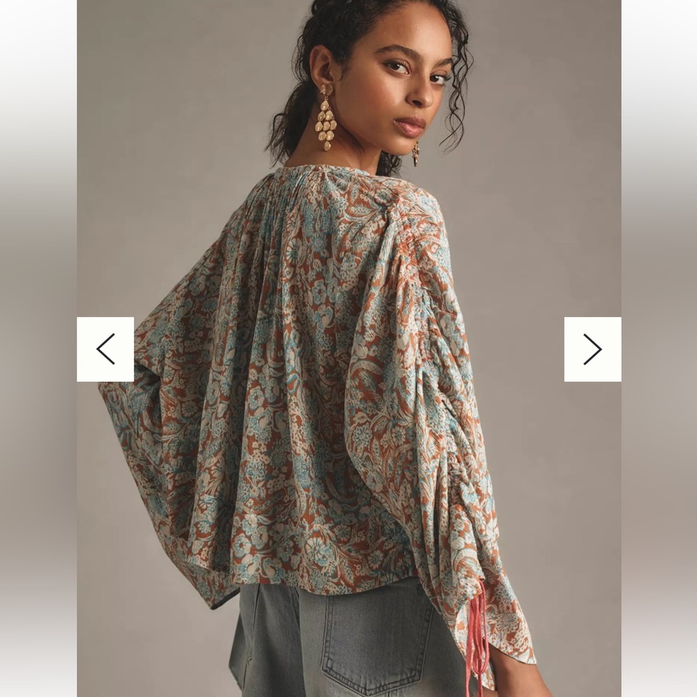Anthropologie long-sleeve shirred blouse - Picture 2 of 9